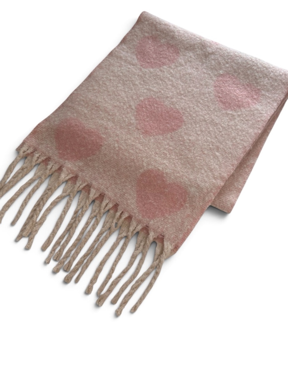LOOK by M Pink Heart Fringe Scarf One Size NWT, Huge Oversized Chunky